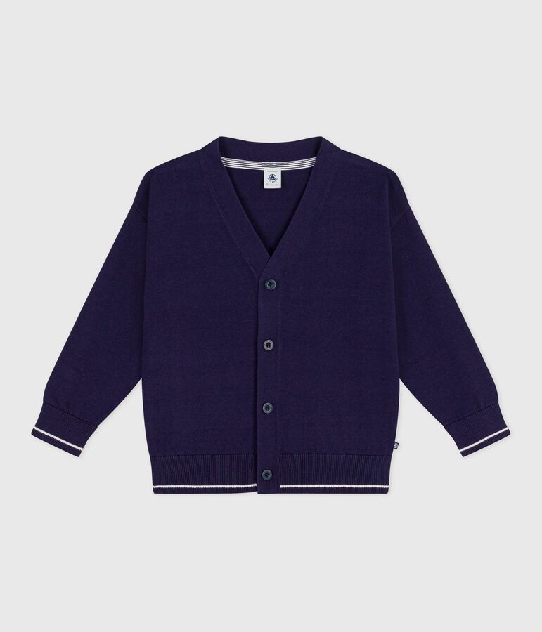 Cardigan in cotone tinta unita bambino blu