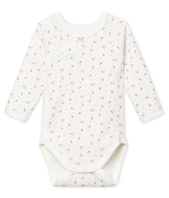 Body nascita manica lunga bebè femmina bianco MARSHMALLOW/bianco MULTICO