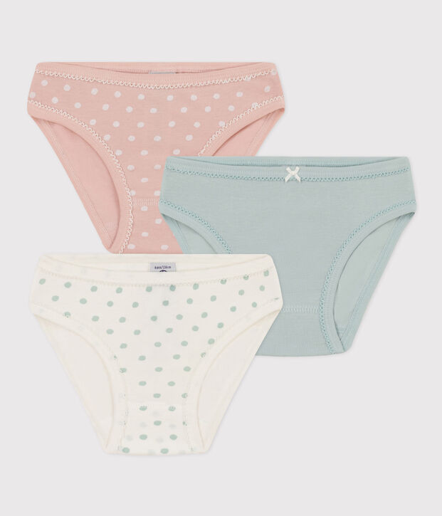 Confezione da 3 slip a pois in cotone bambina multicolore