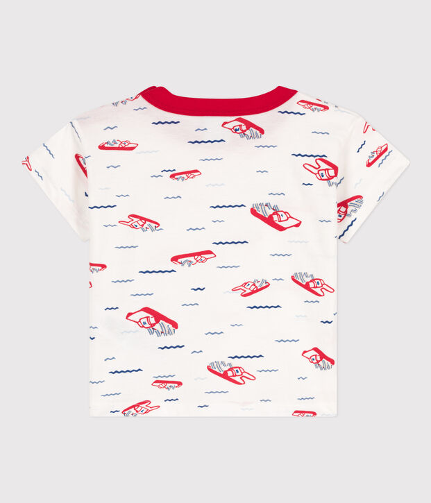 T-shirt a maniche corte beb&egrave; in jersey fantasia bianco/multicolore