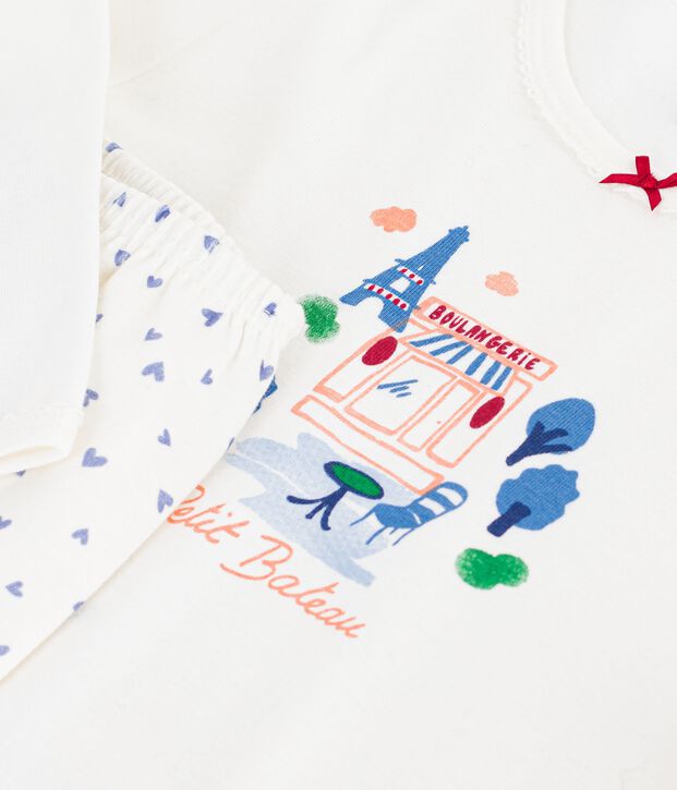 Pigiama in cotone con motivo Parigi bambino blu/blu