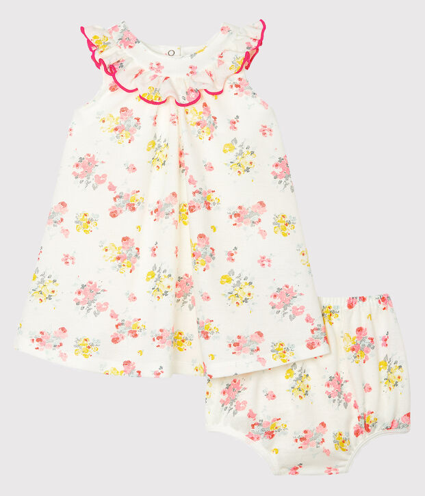 Abito e bloomer beb&egrave; femmina a motivi bianco/multicolore
