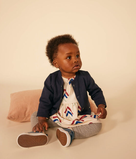 Cardigan a tinta unita in jersey spesso per neonati blu SMOKING