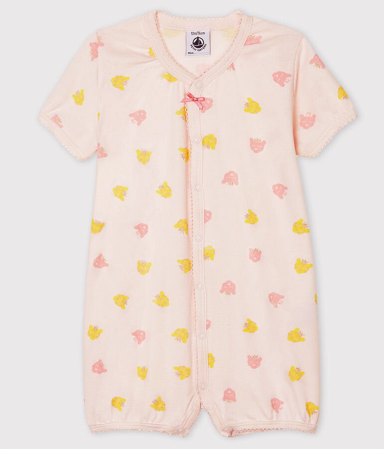 Tutina corta beb&egrave; femmina a costine rosa/multicolore