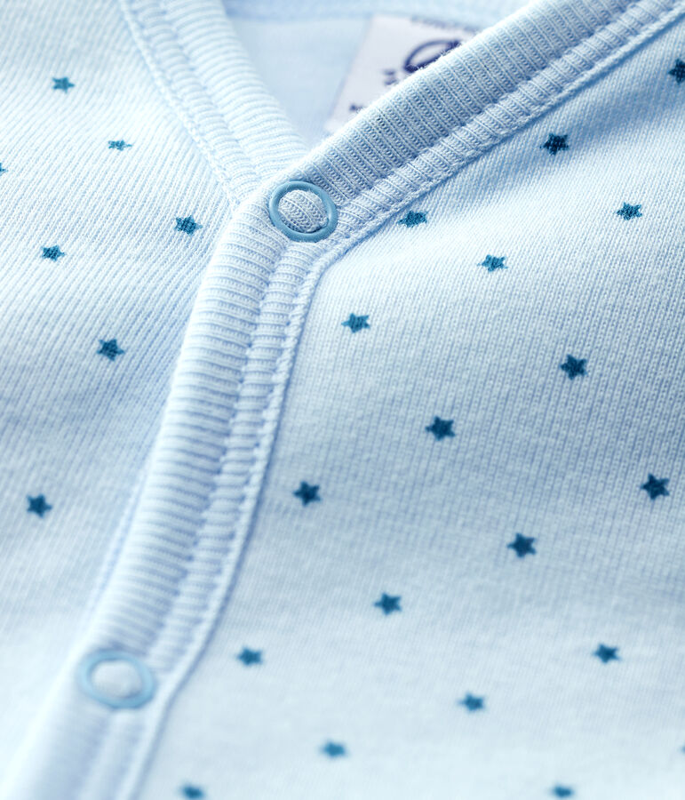 Tutina senza piedi beb&egrave; maschio a costine in ovatta blu/verde