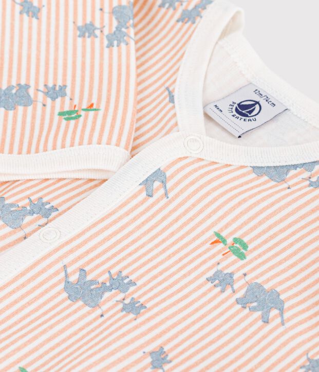 Pigiama senza piedini in cotone con elefanti stampati neonato bianco/multicolore