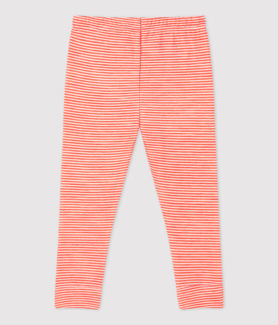 Leggings in lana e cotone bebé. arancione OURSIN/bianco MARSHMALLOW