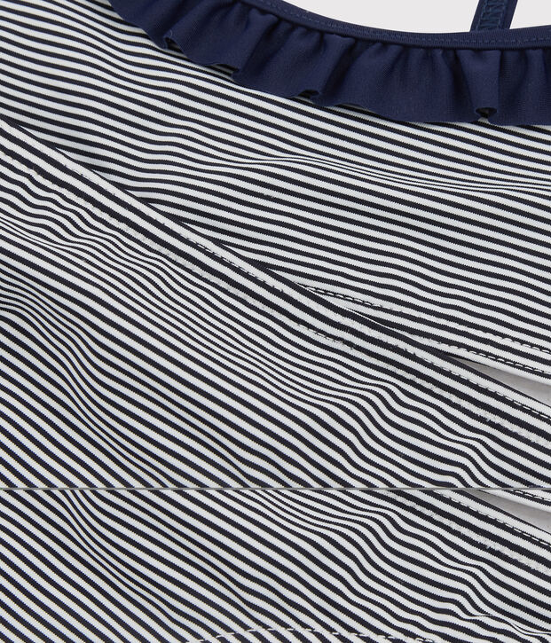 Costume da bagno bambina blu/bianco