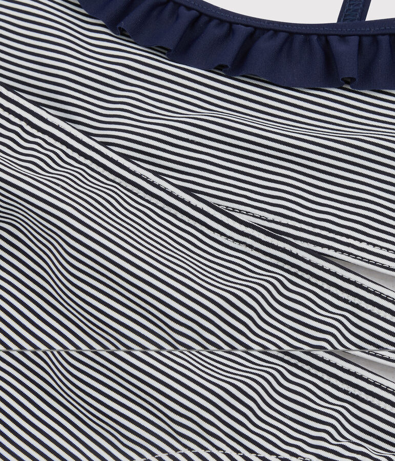 Costume da bagno bambina blu ABYSSE/bianco LAIT