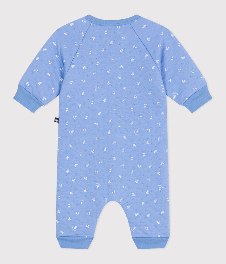 Tutina neonato in cotone con piccole ancore stampate blu/bianco