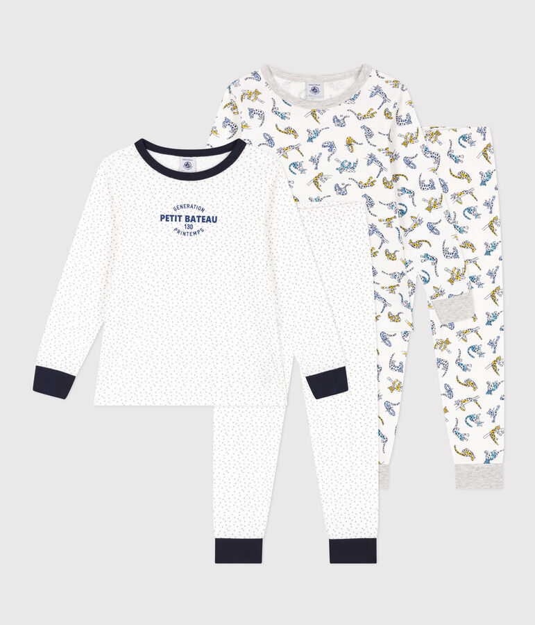 Confezione da 2 pigiami bambino unisex in cotone motivo stelle e felini variante 1