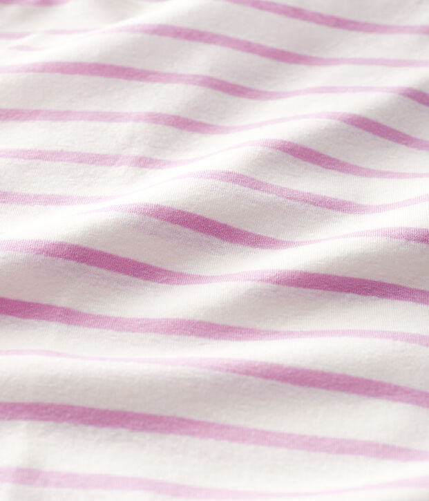 T-shirt in cotone/lino a righe Donna bianco/rosa