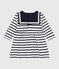 Abito a maniche lunghe in cotone spesso a righe neonato bianco MARSHMALLOW/blu SMOKING