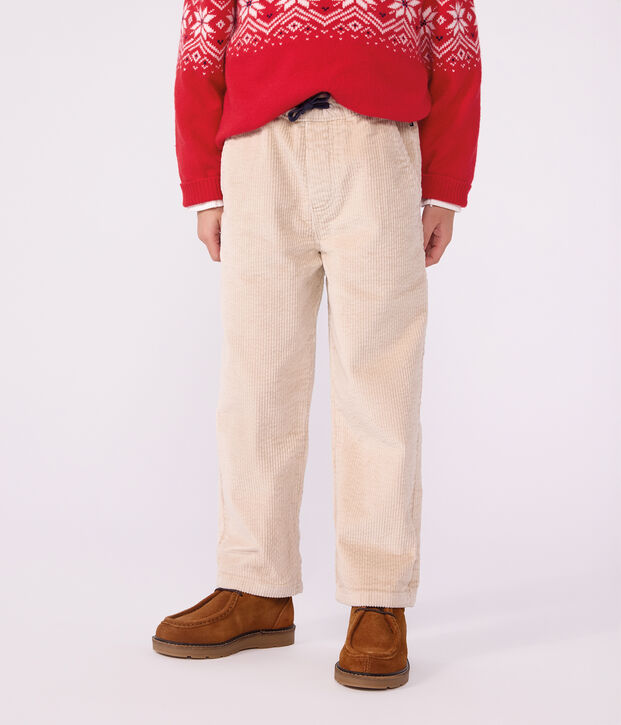 Pantaloni dritti in velluto bambino GESSO