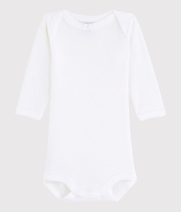 Body manica lunga beb&egrave; femmina bianco Ecume