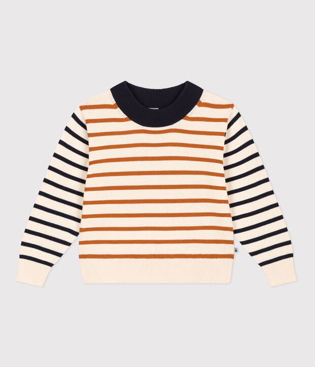 Maglione alla marinara in cotone bambino unisex ecru/multicolore