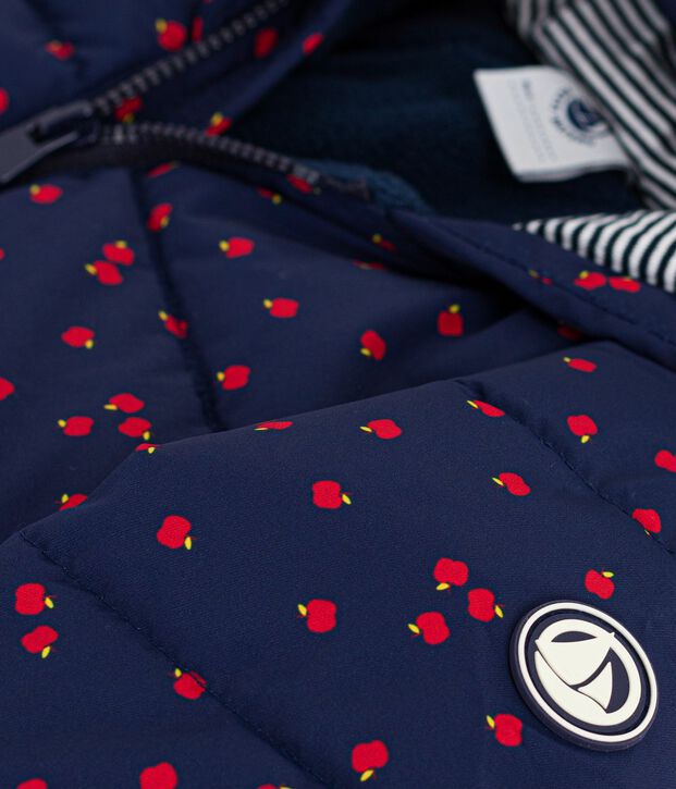 Piumino con stampa neonato blu/ecru