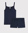 Pigiama corto blu navy ragazza-donna in cotone blu SMOKING