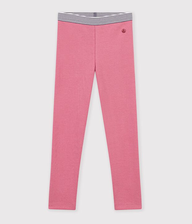 Leggings in cotone tinta unita bambina rosa