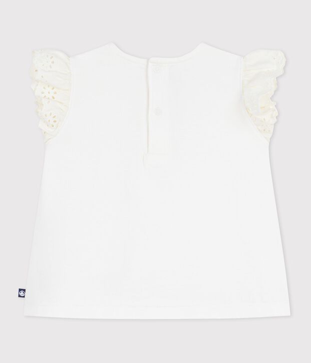 T-shirt a maniche corte in cotone tinta unita neonato bianco