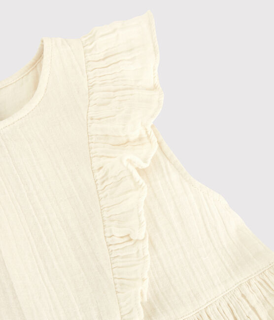 Abito in garza di cotone bio bambina bianco MARSHMALLOW