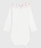 Body con colletto ricamato in cotone tinta unita neonato bianco MARSHMALLOW