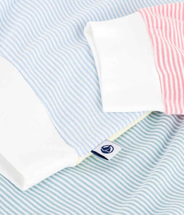 Pigiama in cotone a righe donna bianco/multicolore