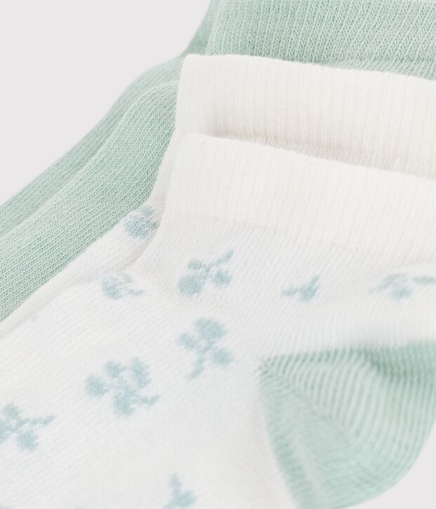2 paia di calzini in cotone con stampa a fiori bambina multicolore