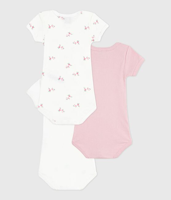 Set di3 body a maniche corte in cotone a fiori neonato variante 1