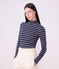 Dolcevita in cotone a righe donna blu/bianco