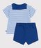 Set 2 pezzi in cotone con T-shirt con colletto alla marinara neonato blu MILK/ PERSE