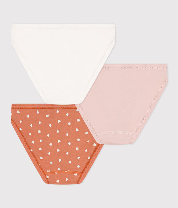 Confezione da 3 slip bambina in cotone con motivo cuore multicolore