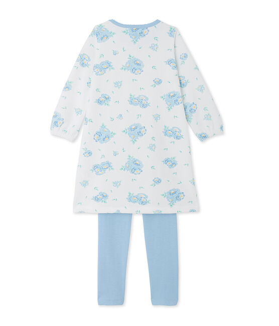 Camicia da notte in velluto stampato, con leggings abbinati bianco LAIT/blu BLEU/ MULTICO
