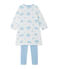 Camicia da notte in velluto stampato, con leggings abbinati bianco LAIT/blu BLEU/ MULTICO