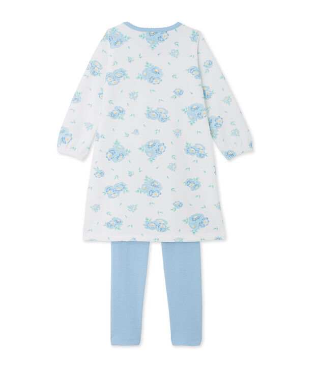 Camicia da notte in velluto stampato, con leggings abbinati bianco/blu/multicolore
