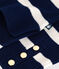 Maglione a collo alto in misto lana e cotone a righe donna blu SOIR/ MARSHMALLOW
