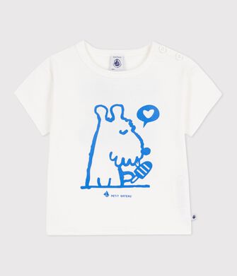 T-shirt a maniche corte in cotone con motivo di cane neonato