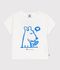 T-shirt a maniche corte in cotone con motivo di cane neonato bianco