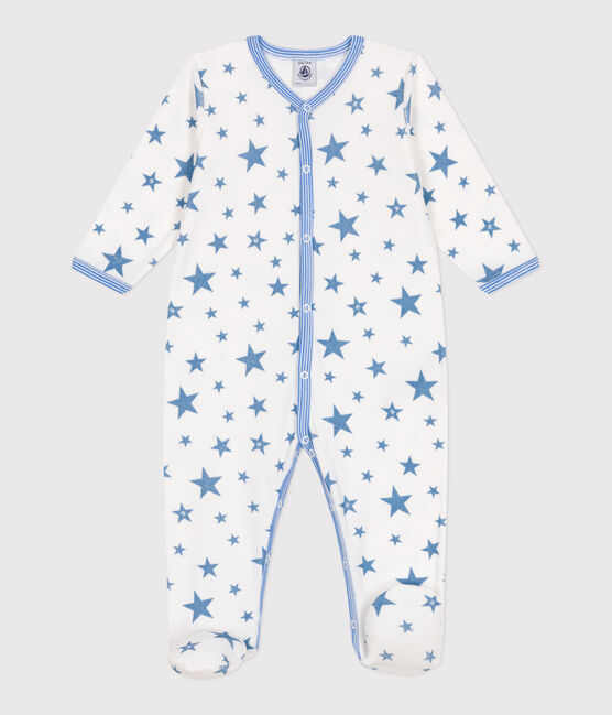 Pigiama in ciniglia a stelle neonato bianco MARSHMALLOW/blu ALASKA
