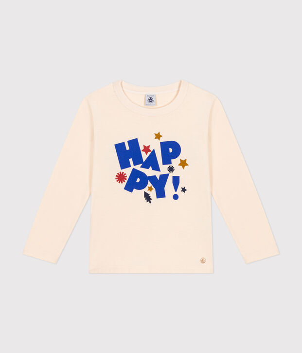 T-shirt a maniche lunghe in jersey sottile bambino ecru