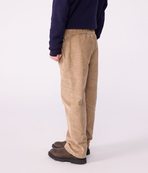 Pantaloni dritti in velluto tinta unita bambino beige