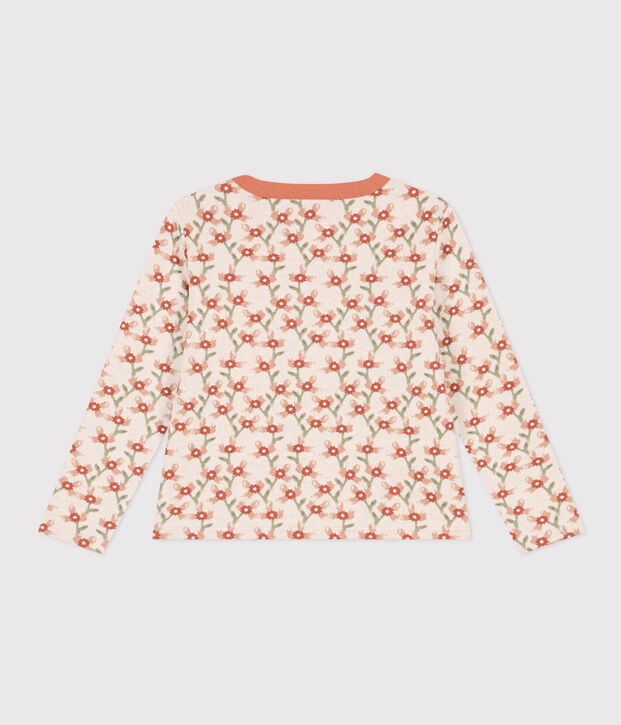 Cardigan fantasia in tubique trapuntato bambina ecru/multicolore