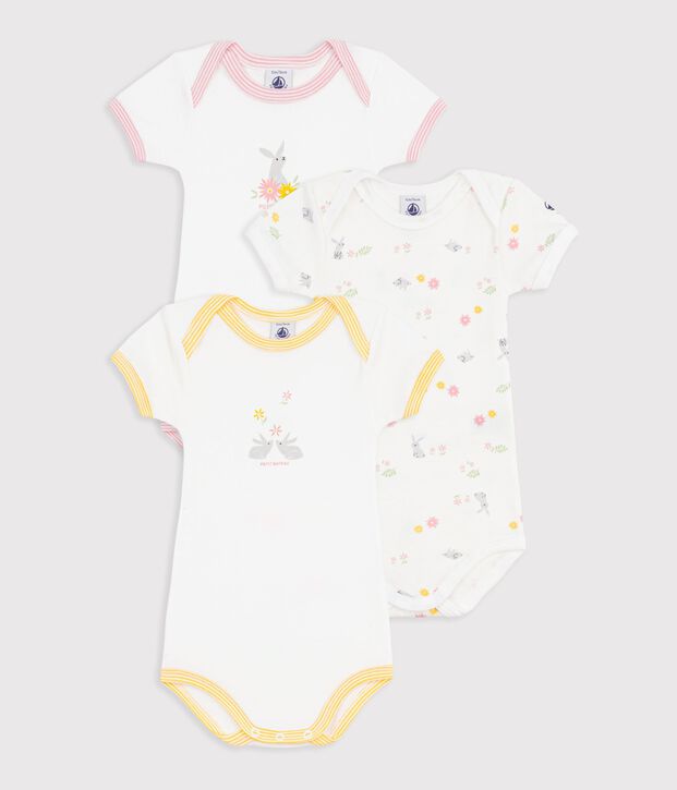 Lot de 3 bodies manches courtes en coton multicolore