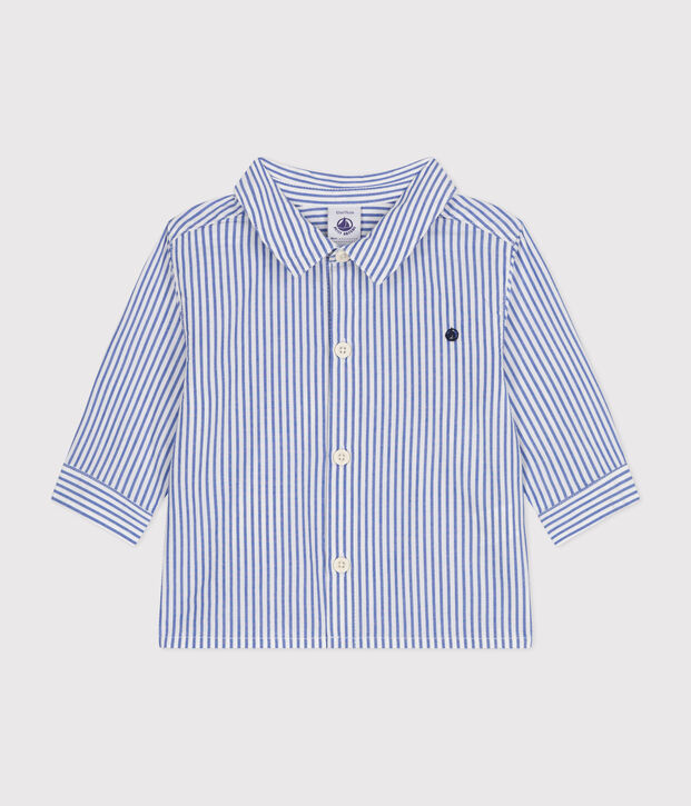 Camicia beb&egrave; in popeline a righe blu/bianco