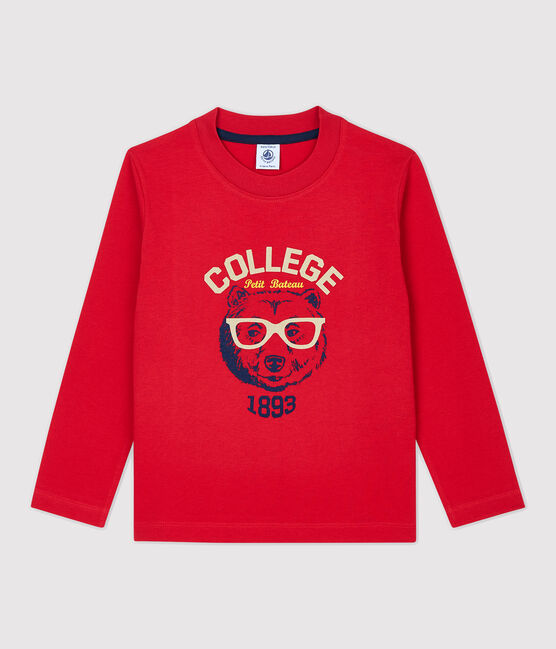T-shirt bambino a maniche lunghe in cotone rosso TERKUIT
