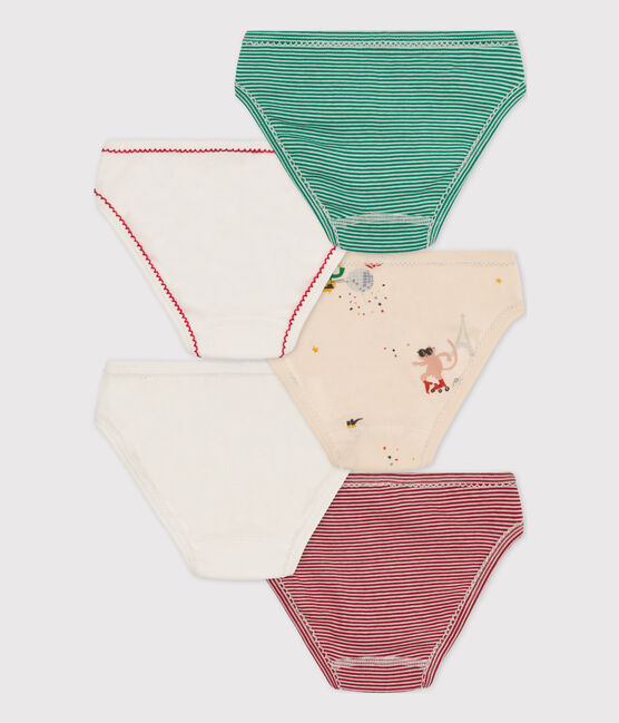 Confezione da 5 slip bambina in cotone di cui uno fosforescente variante 1