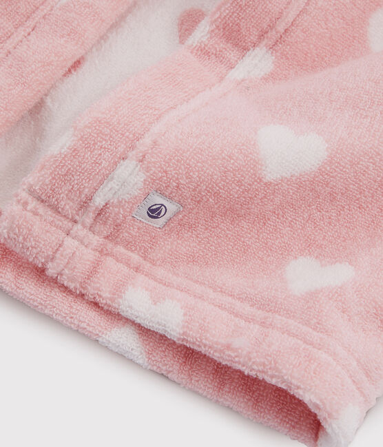 Mantellina da bagno cuore bebè in spugna rosa CHARME/bianco MARSHMALLOW