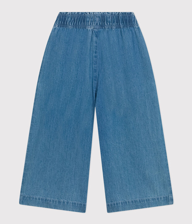 Pantaloni ampi in denim leggero bambina blu
