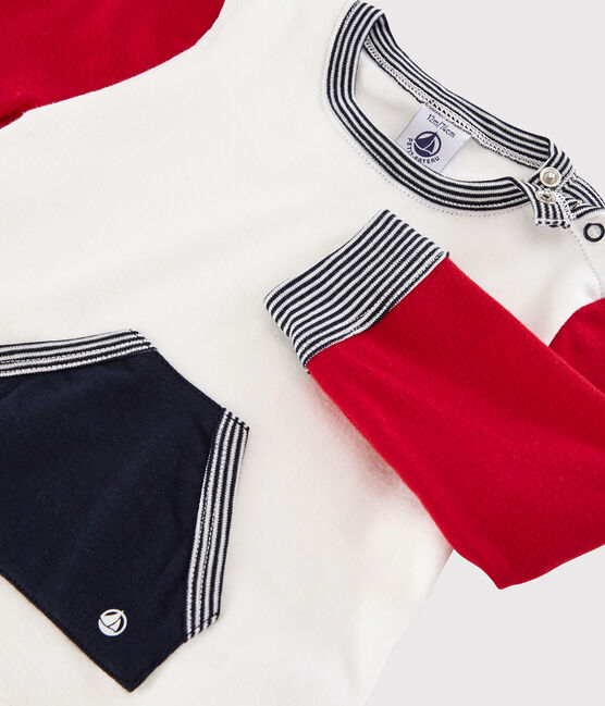 T-shirt colorblock bebè maschio bianco MARSHMALLOW/rosso TERKUIT