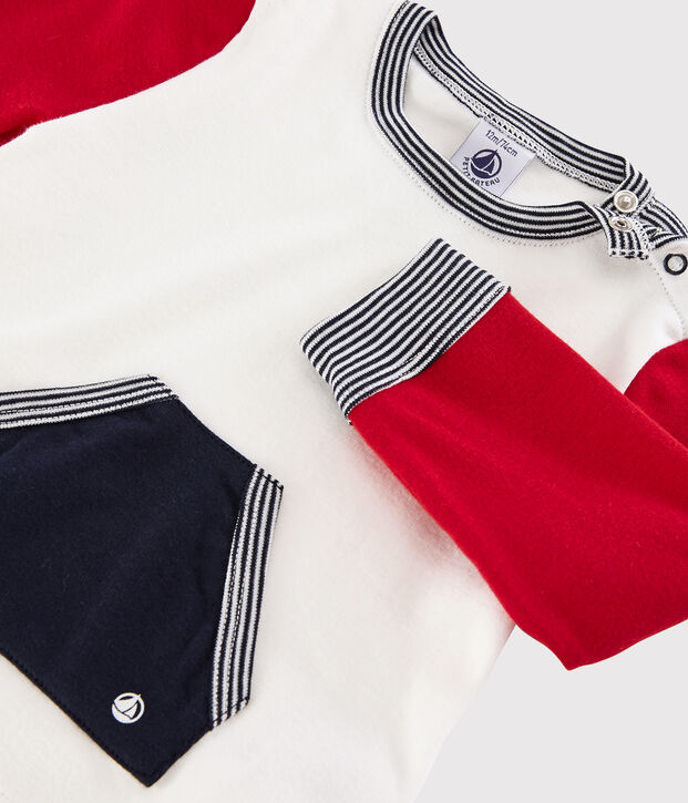 T-shirt colorblock beb&egrave; maschio bianco/rosso